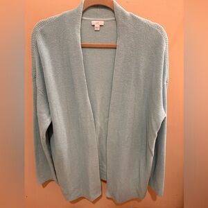 J Jill Long Sleeve Cotton Blend Open Cardigan Sweater Canal Blue Women’s Large